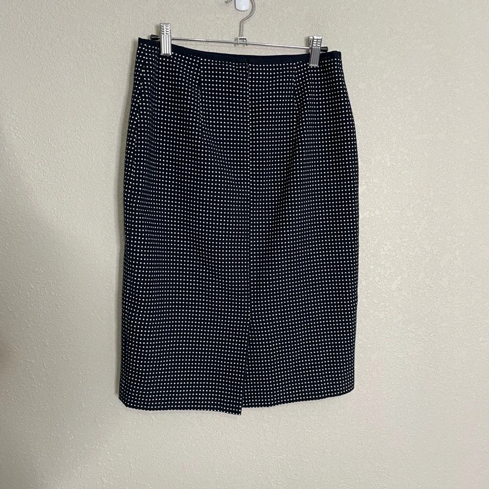 Ann Taylor Navy Blue Micro Polka Dot Knee Length Skirt 2